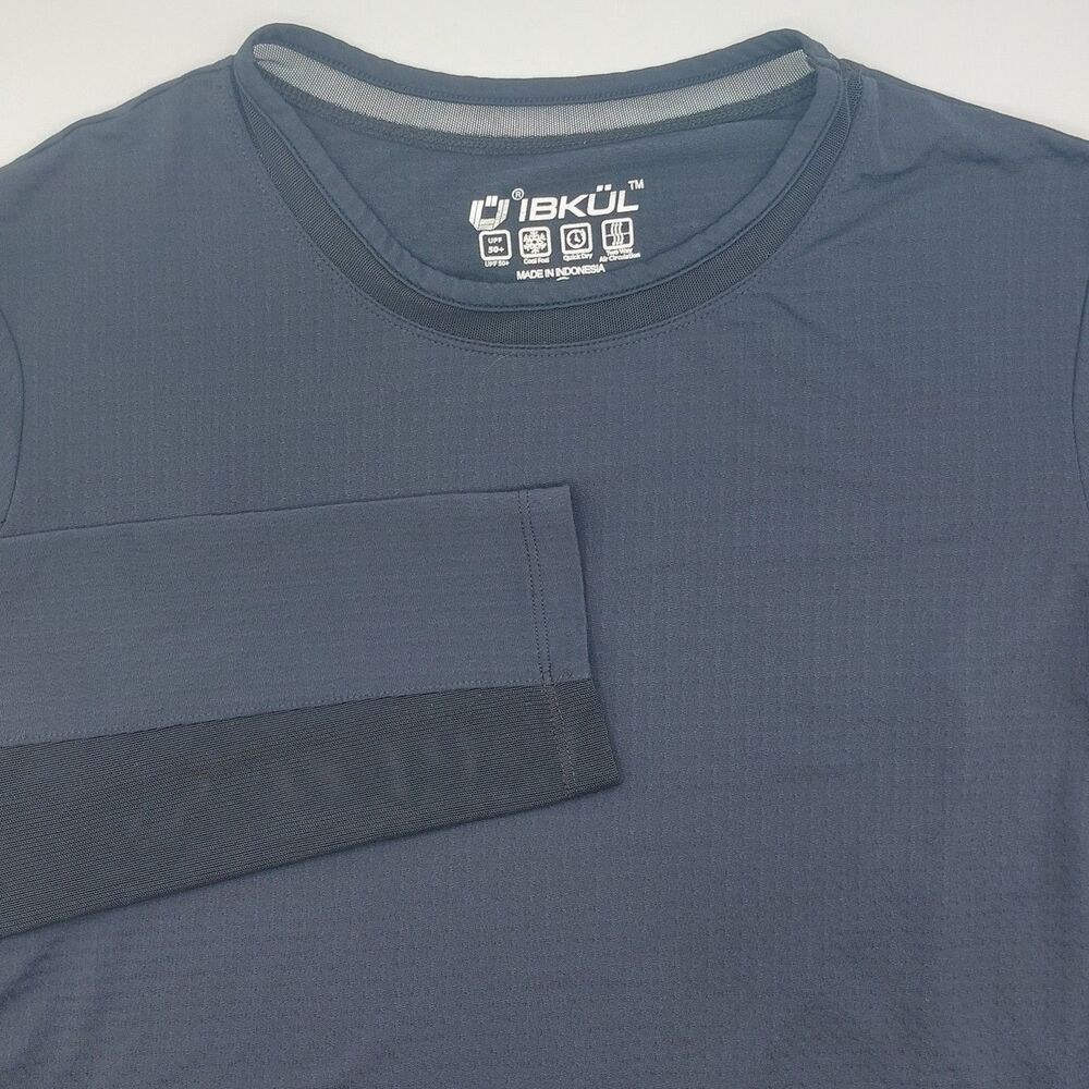 IBKUL Crewneck Mesh Long Sleeve Top Womens XL Black Golf Pickleball Tennis UPF50